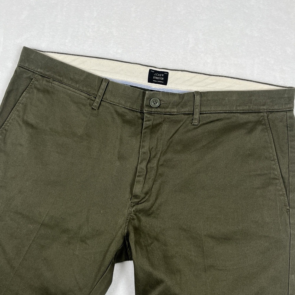 J.Crew 484 Slim Fit Stretch Chino Pants Mens 36x34 Olive Green Twill Trousers